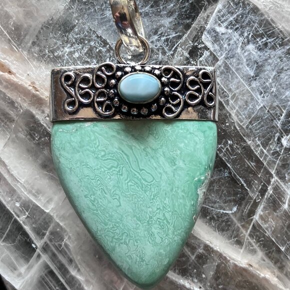 Larimar and Variscite Pendant Crystal Stone Jewelry - Picture 4 of 8